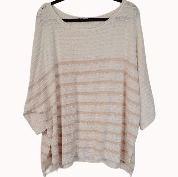 Time and Tru Sweaters - Time and Tru Pullover Three-quarter Sleeve Sweater Size XXL Ivory Tan